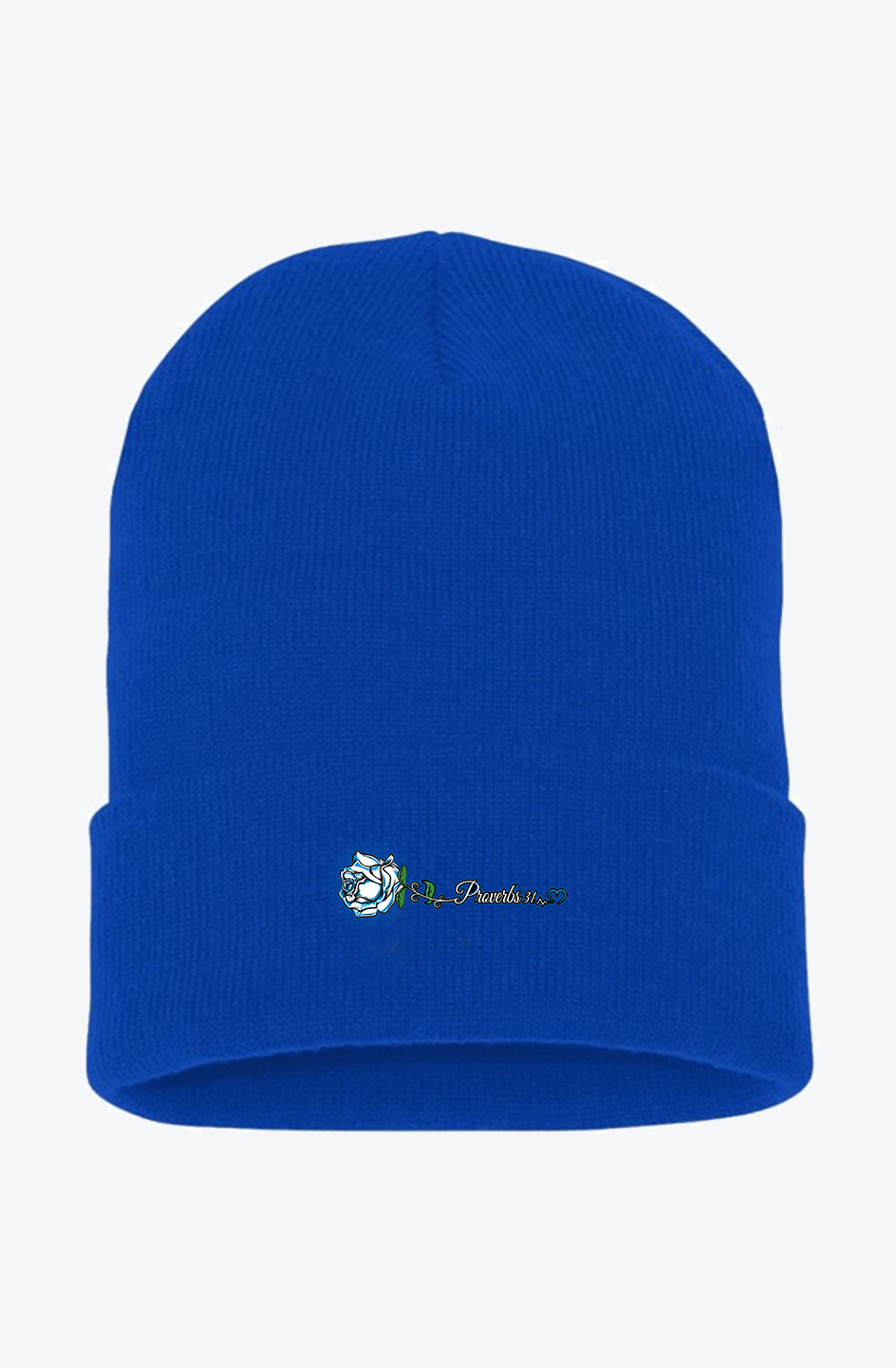 Proverbs 31 Woman Blue Rose Cuffed Beanie ππ€
