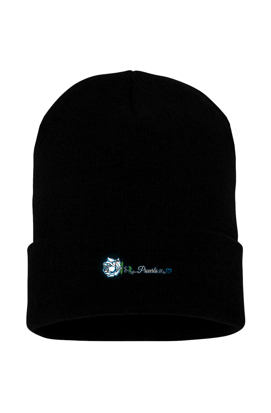 Proverbs 31 Woman Blue Rose Cuffed Beanie ππ€