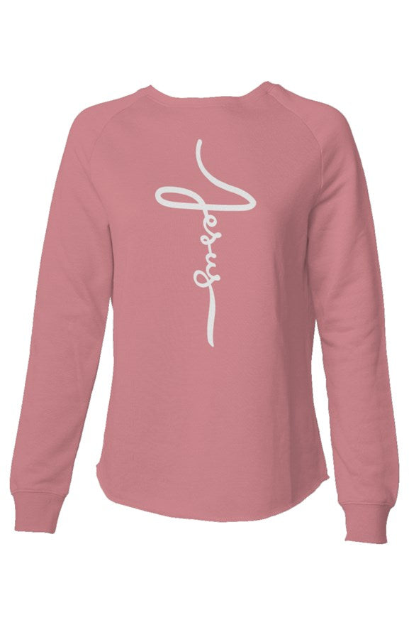 Womens Lightweight Jesus Cross Cursive Sweatshirt