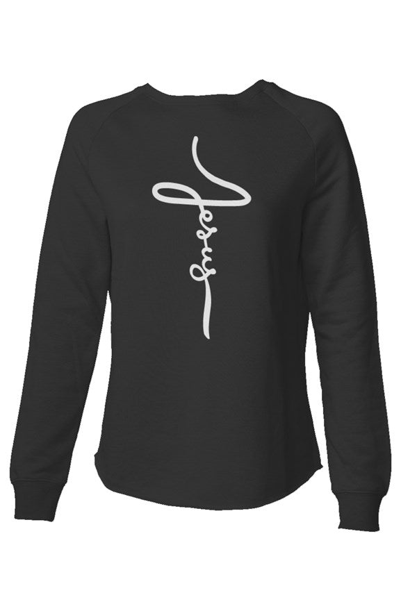 Womens Lightweight Jesus Cross Cursive Sweatshirt