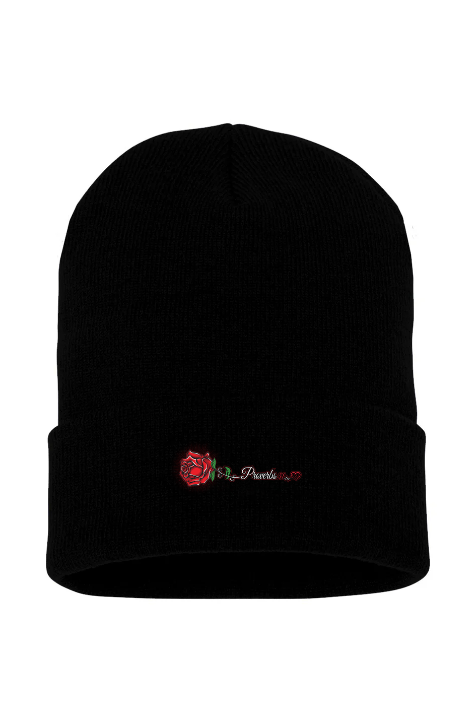 Proverbs 31 Woman Red Rose Cuffed Beanie 🌹